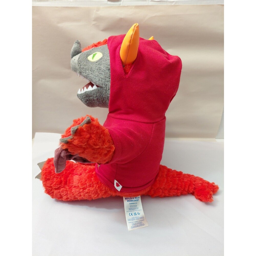 Great Wolf Lodge MagiQuest Plush Charlock Red Dragon Build A Bear Toy w Hoodie - Picture 3 of 6